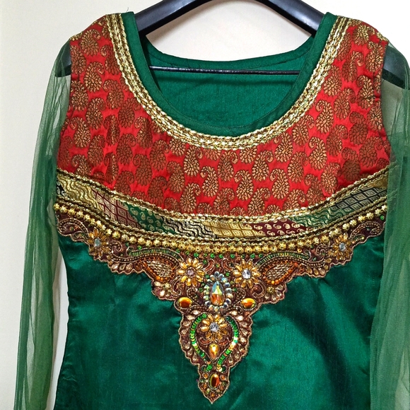 Other - Bottle Green Suit with Churidar and Dupatta